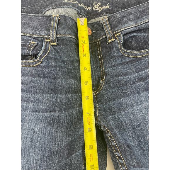 Vintage American Eagle Hipster Flare Stretch Y2K Blue Jeans Dark Wash 6 x 31 - Picture 6 of 8